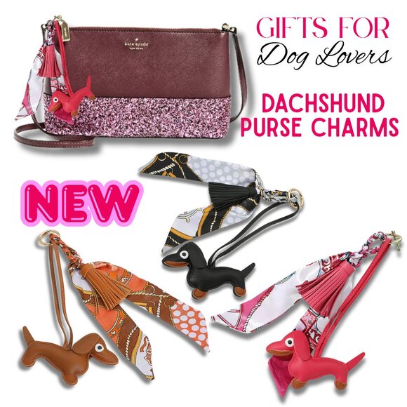 DACHSHUND Wiener Dog Lovers Purse Bag Charm with Scarf in 4 Color Options NEW - Picture 1 of 7